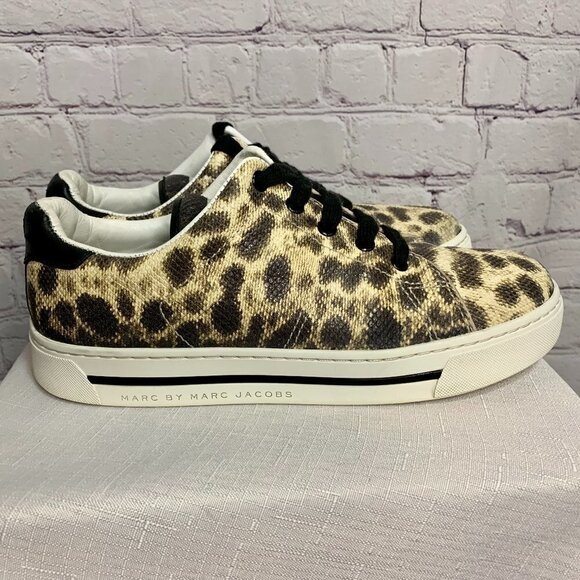 MARC By Marc Jacobs Animal-Print Leather Sneakers Size 7 - Picture 5 of 16